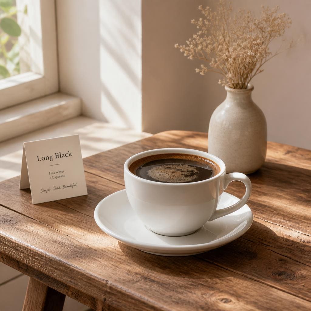 Long Black Te Sate dengan rasa kopi hitam yang kuat dan dapat dicustom